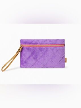 Ipsy Velvet Crush Glam Makeup Bag Purple with Gold Accents 5x7